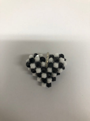 Swarovski Crystal Checkered Flag Heart Pendant